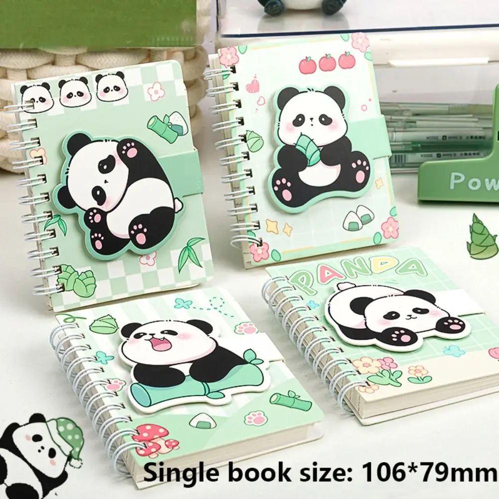 

4Pcs Mini Cartoon Panda Binder Spiral Coil Notebook 80 Pages Diary Journal Pocket Notepad Office School Learn Paper Stationery