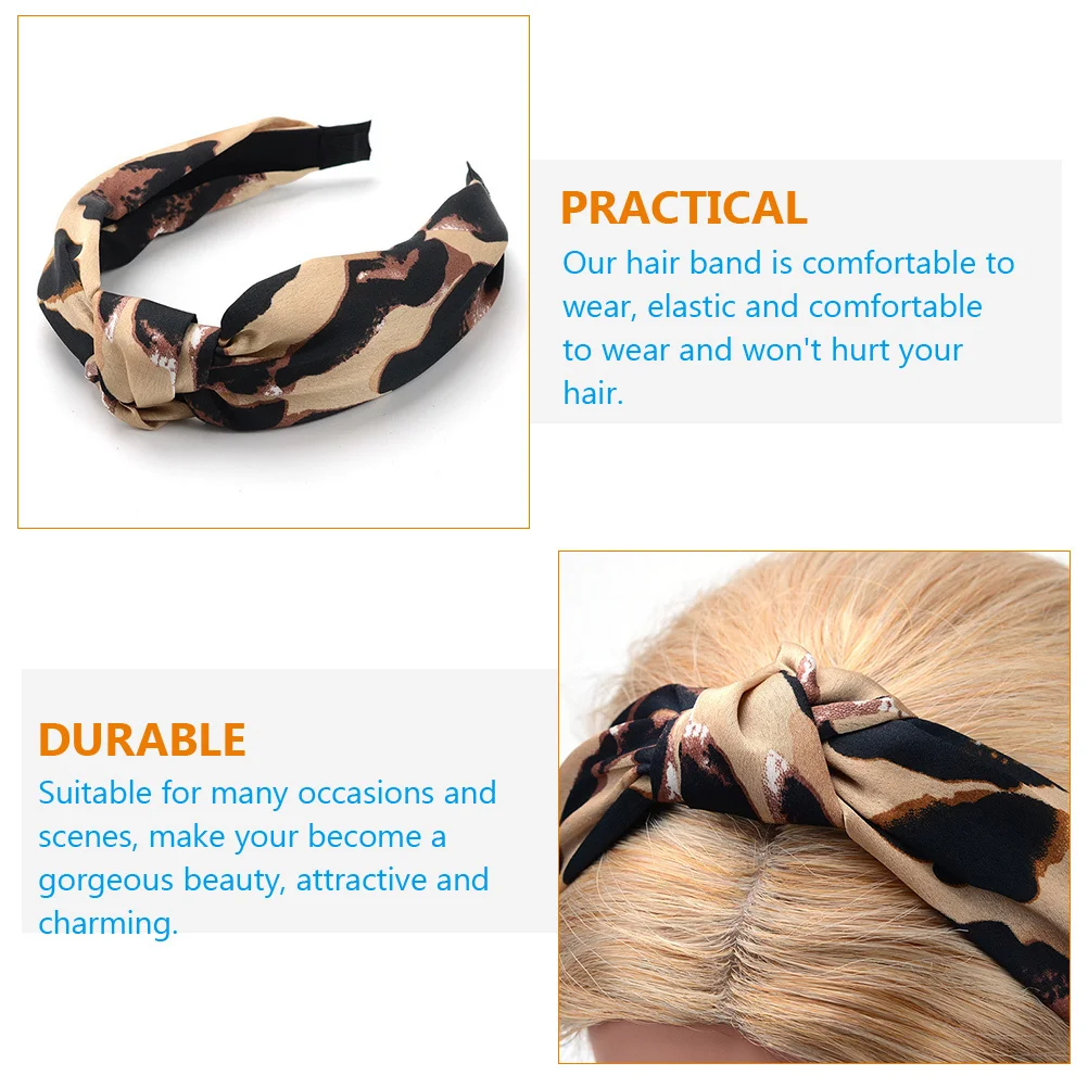 

Leopard Headband Elegant Satin Fabric Durable Plastic Material Comfortable Non-Slip Hair Hoop for Women Teen Girls Party Date