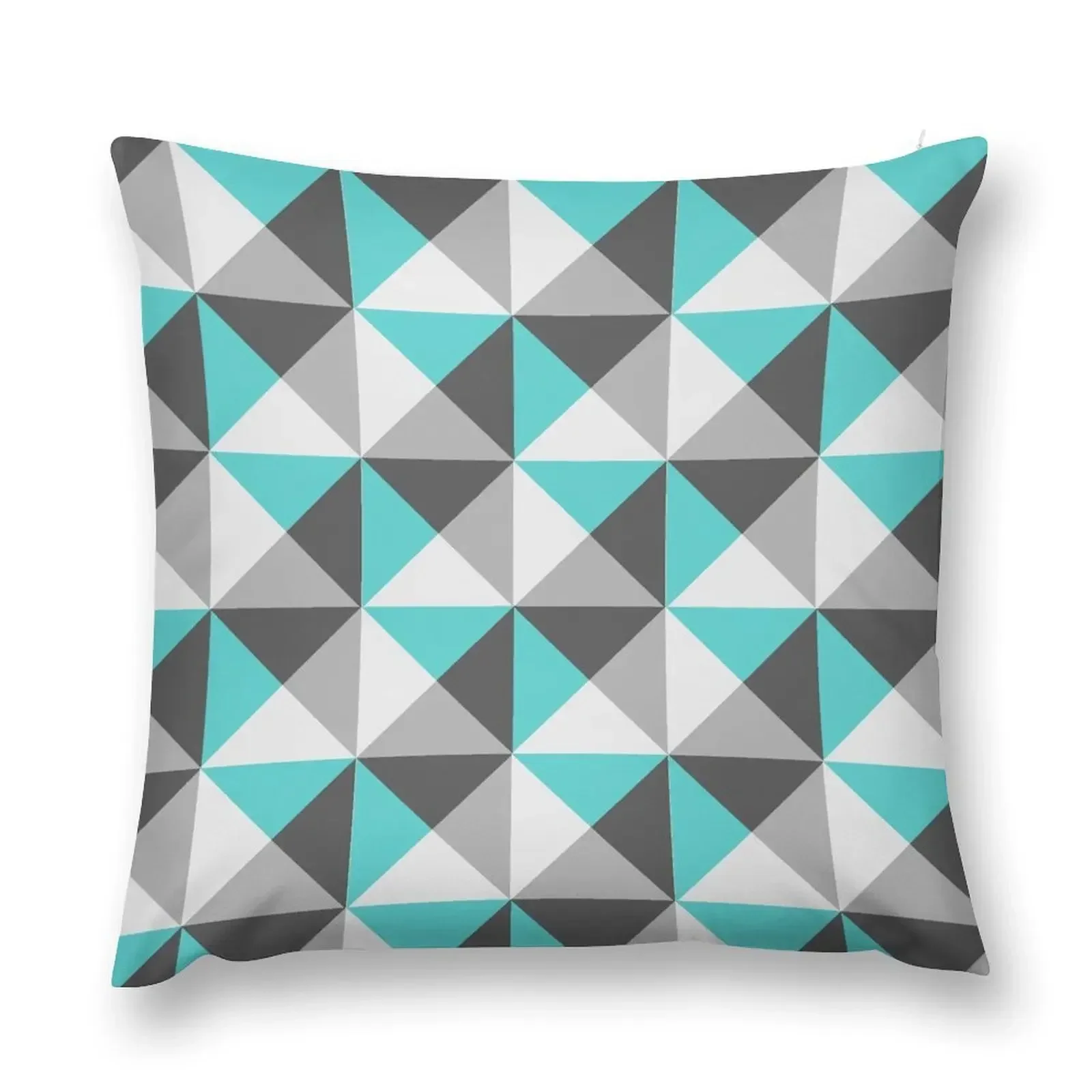 Teal Blue Charcoal Grey White Geometric Triangles Pattern Throw Pillow Pillow Case christmas pillowcases pillow