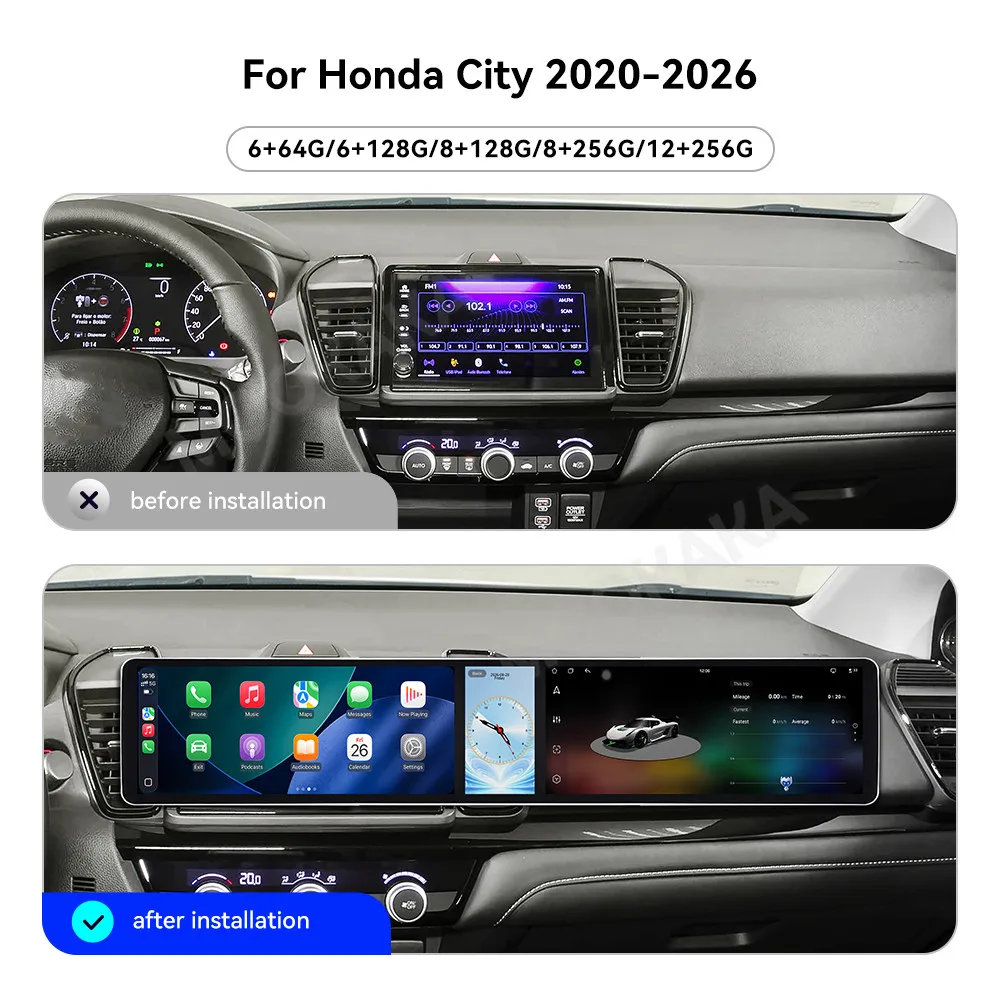 Touch Screen Car Radio For Honda City 2020-2026 Android GPS Automotive Multimedia Auto Radio Stereo Receiver Head Unit