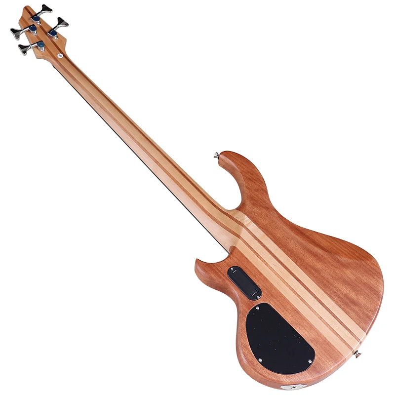 4 string neck Electric Bass Guitar with Okoume Body hickory wood top matte finish active pickup