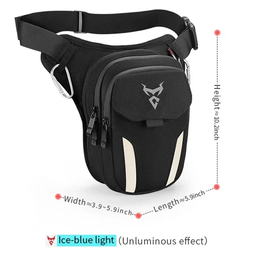 Imagen 2 del producto Bolsa impermeable para pierna para motocicleta con luz LED, riñonera informal para bicicleta y motocicleta, bandolera móvil para deportes al aire libre