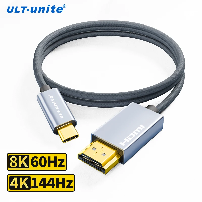 맥북 프로 노트북 아이패드 XPS 아이폰 15용 썬더볼트 3/4와 호환되는 USB C-HDMI 호환 케이블 8K60Hz 타입 C-HDMI 어댑터