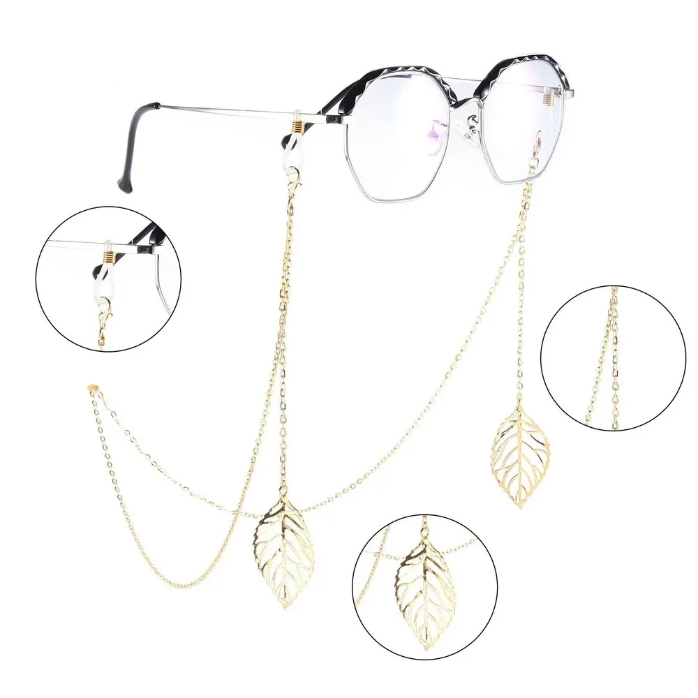 Fashion Pearl Leaf Cross Reading Glasses Chain Neck Rope Colored Acrylic Beaded Outdoor Sunglasses Mask Holder Lanyard for Women