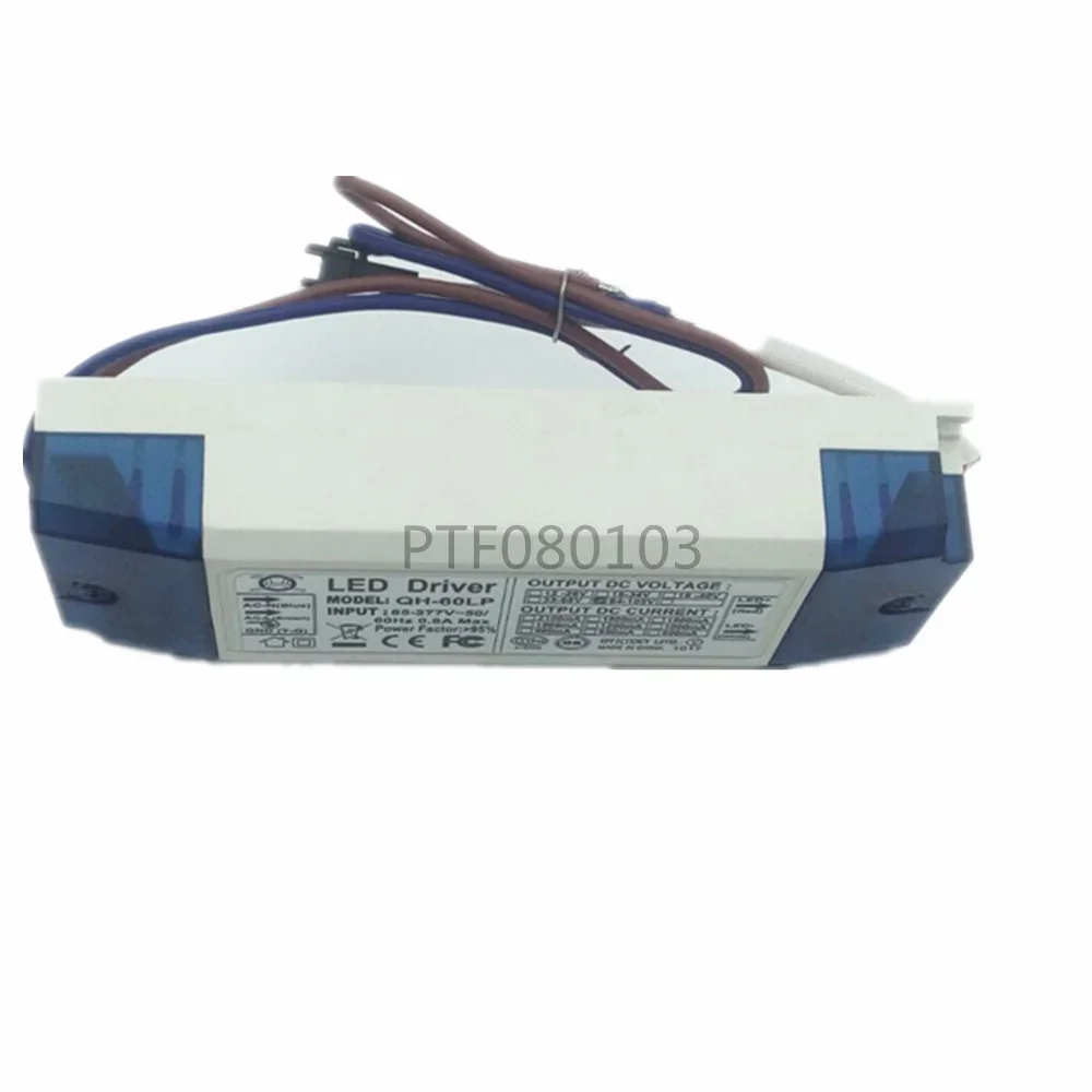 LED Driver 60W AC85-277V Constant Current 18-30x3W 600mA DC54-105V PFC LED Power Supply For Floodlight