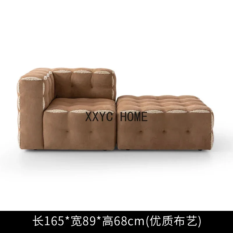 أريكة قماش مربعة إيطالية بسيطة لغرفة المعيشة، شقة صغيرة، خياطة مصممة على الطراز الكريمي