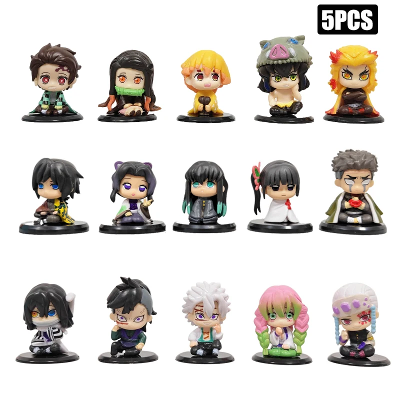 5 estilo/conjunto q versão demon slayer sentado fantasma boneca tanjiro nidouzi inosuke zenizu figura de ação filme modelo brinquedos boneca