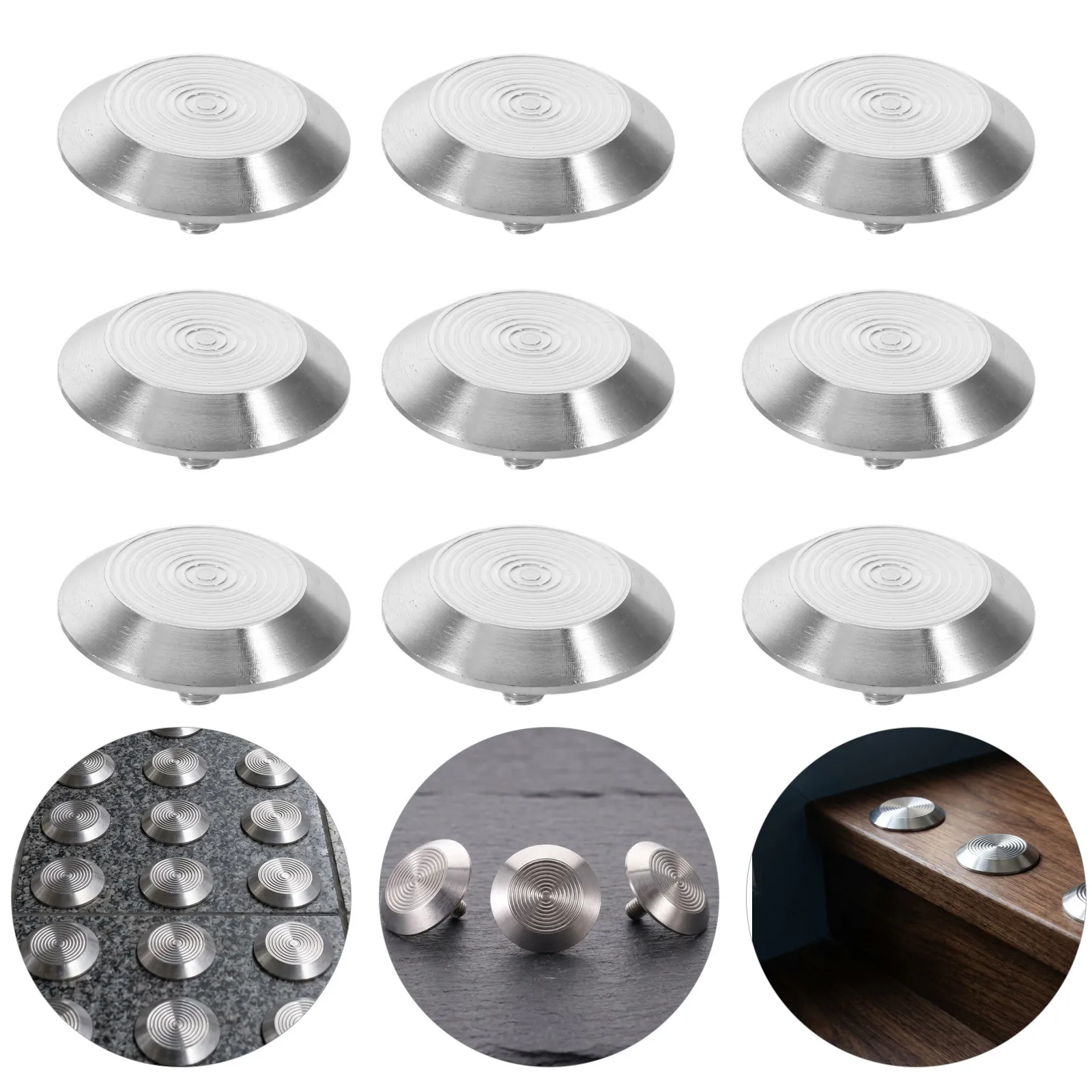 20Pcs Stainless Steel Blind Road Studs Raised Pineapple Tactile Guidance Navigation for Visually Impaired Pedestrian Sidewalk