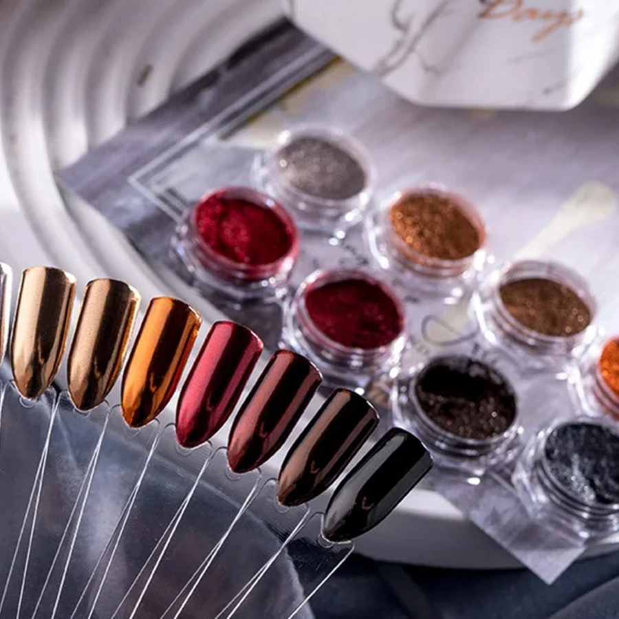 

5/8 Box Set Magic Mirror Powder, Glitter Powder Metallic Pigment Nail Art Decorations For Nail Charms Nail Gems