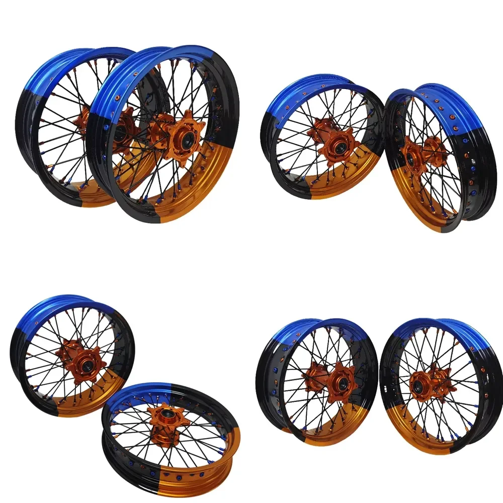 【2026 New Design】 New Design FIT EXC SXF Four-color Supermoto Wheels Front 17*3.0/3.5 Rear 4.25/4.5/5.0 Wheels Set