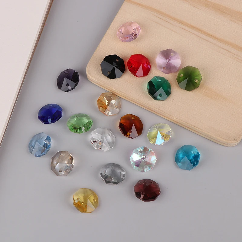 50 Pcs 14MM 2 Hole Crystal Glass DIY Handmade Clothing Sewing Rhinestones Jewelry Decoration Accessories