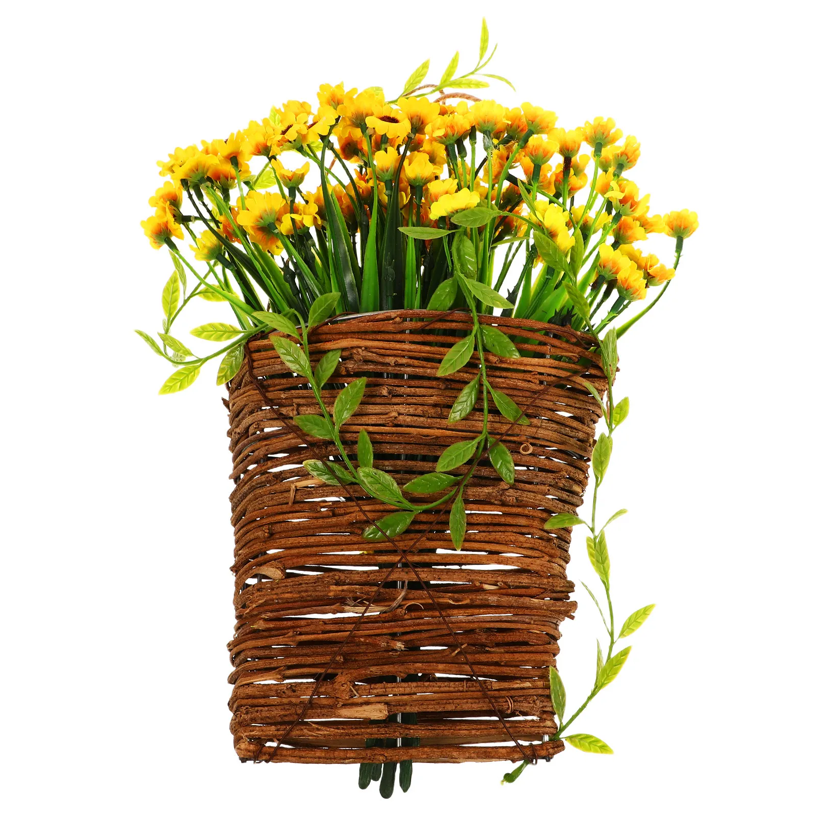 

Artificial Sunflower Flower Vine Basket Door Hanger Decorative Floral Centerpiece Fall Thanksgiving Party Decor Indoor Outdoor