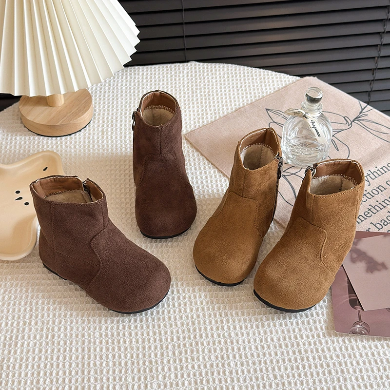 

2025 Winter New Children Casual Short Boots for Girls Fashion Korean Style Soft Bottom Anti-slippery Versatile Catwalk Shoes
