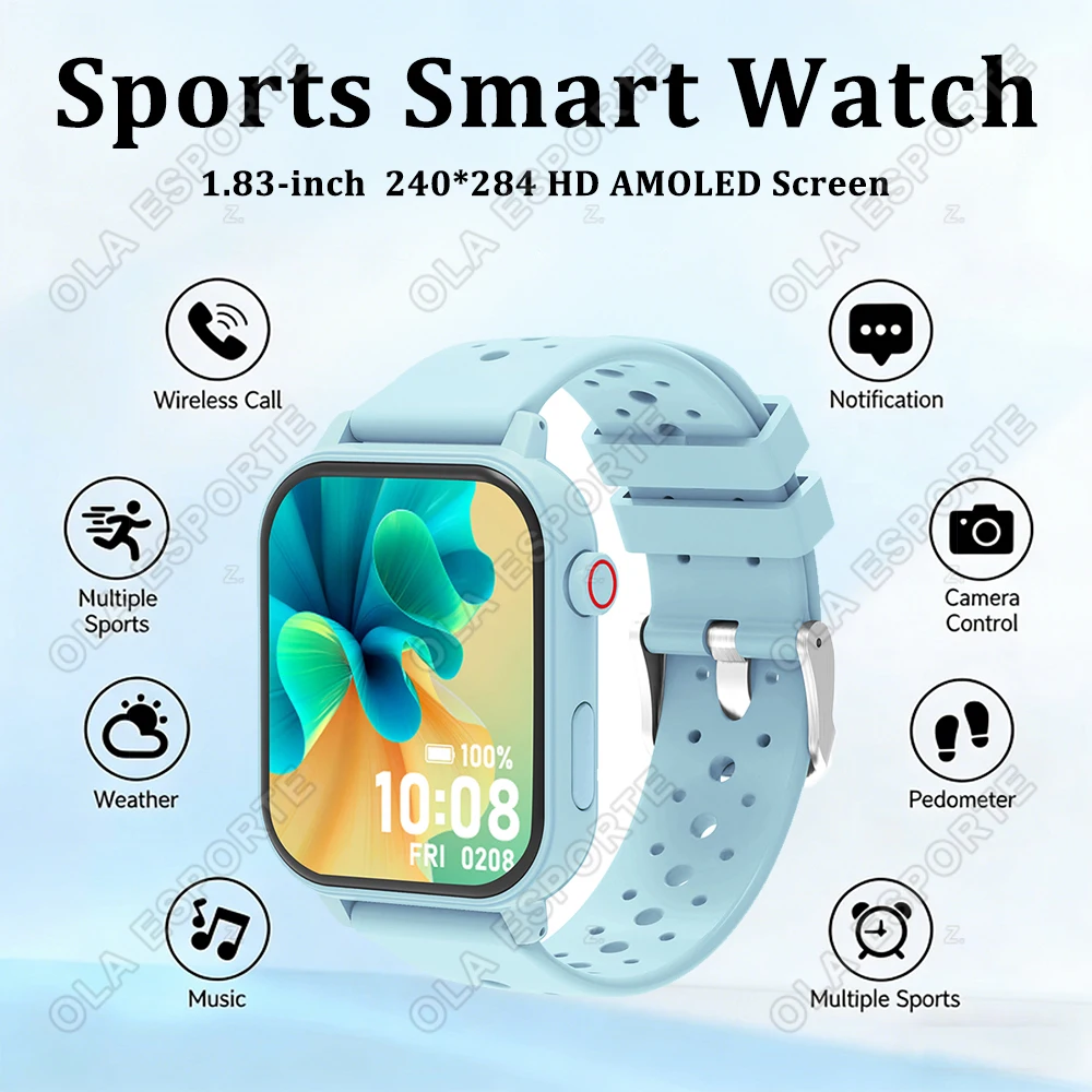 

2026 Sport Smartwatch For Android/IOS 1.83'' Screen Voice Assistant Wireless Call Answer Step Count Men Women Health Gift HW12