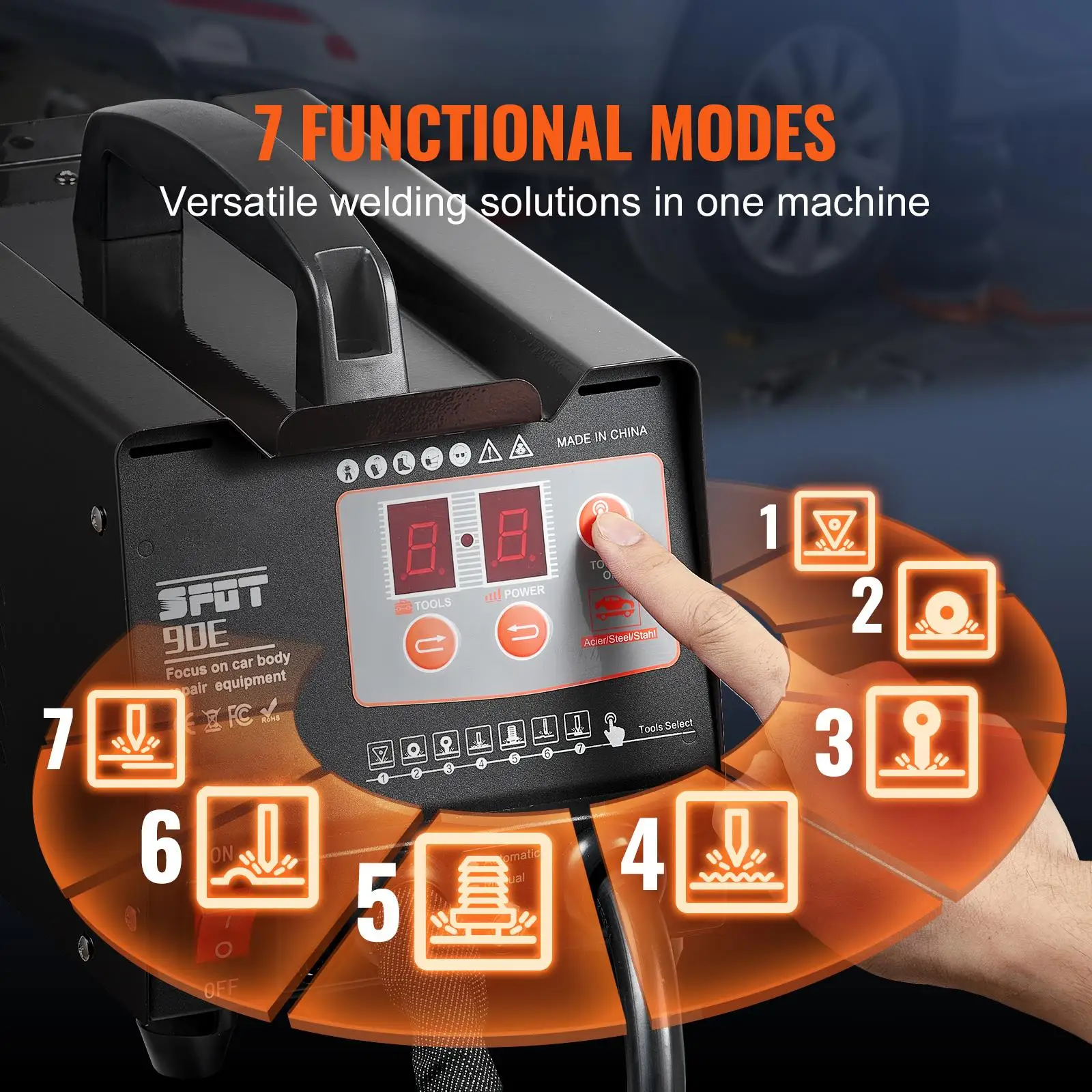 Stud Welder Dent Repair Kit, 220V 3KW Spot Welder Dent Puller with Auto/Manual Welding & 7 Versatile Modes, Auto Body Spot Welding Dent Puller Machine for car , Truck Dent Repair