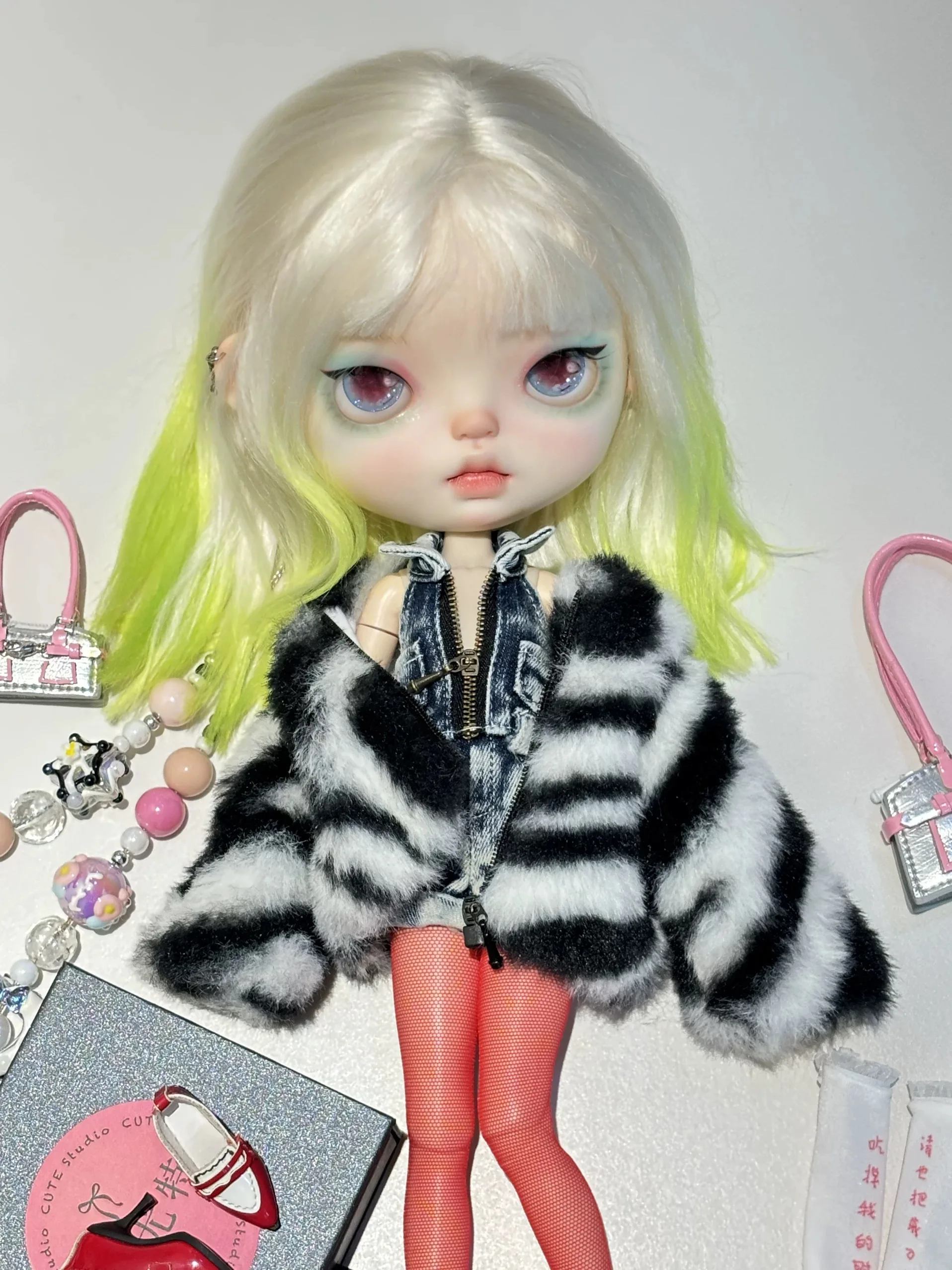 

ICY DBS Blyth Doll Clothe Accessories Fashion Spice Girls Mink Plush Jacket Leopard Print Jacket For 19 Joints Babi Blyth Doll