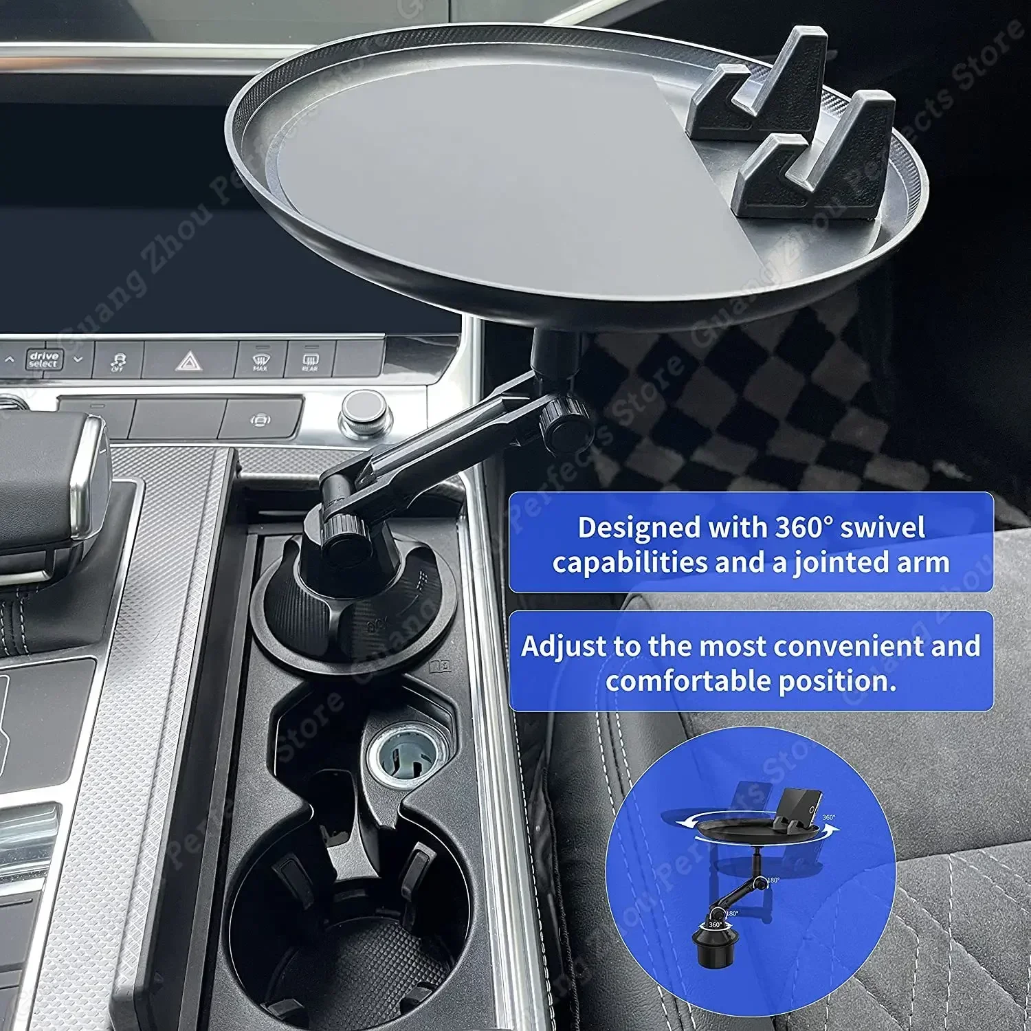 Car Cup Holder Tray Adjustable Mobile Phone Holder 360° Mount Food Table for Mercedes-Benz W205 W213 W253 W447 W467 Accessories