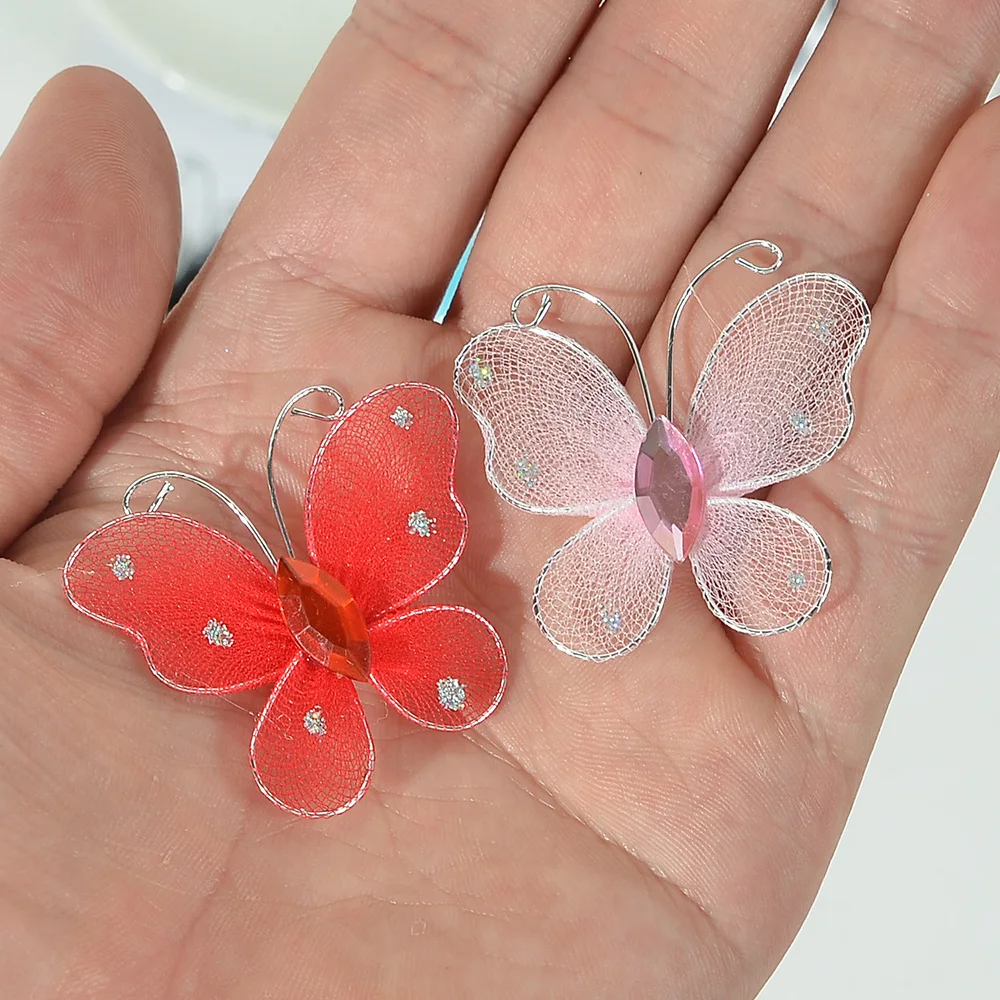 20/100Pcs Mesh 3D Multicolor Tulle Butterfly Wall For  DIY Kids Nursery Bedroom  Kitchen Fridge TV wall Wedding Decoration