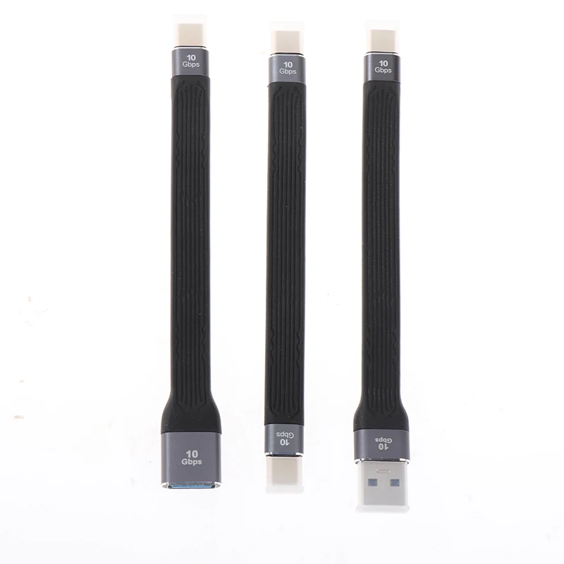 13.1CM Ultra Short USB to Type C Cable USB 3.1 Gen 2 USB C Quick Charge FPC Cable Wire 4K 10Gbps Sync Data Cable Cord