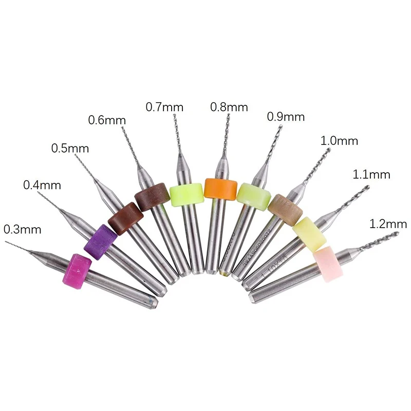 Juego de brocas PCB de 30 piezas, 0,3-1,2 Mm, brocas de enrutador de flauta en espiral de 1/8 pulgadas, cortador de fresado para grabado de placa de circuito impreso