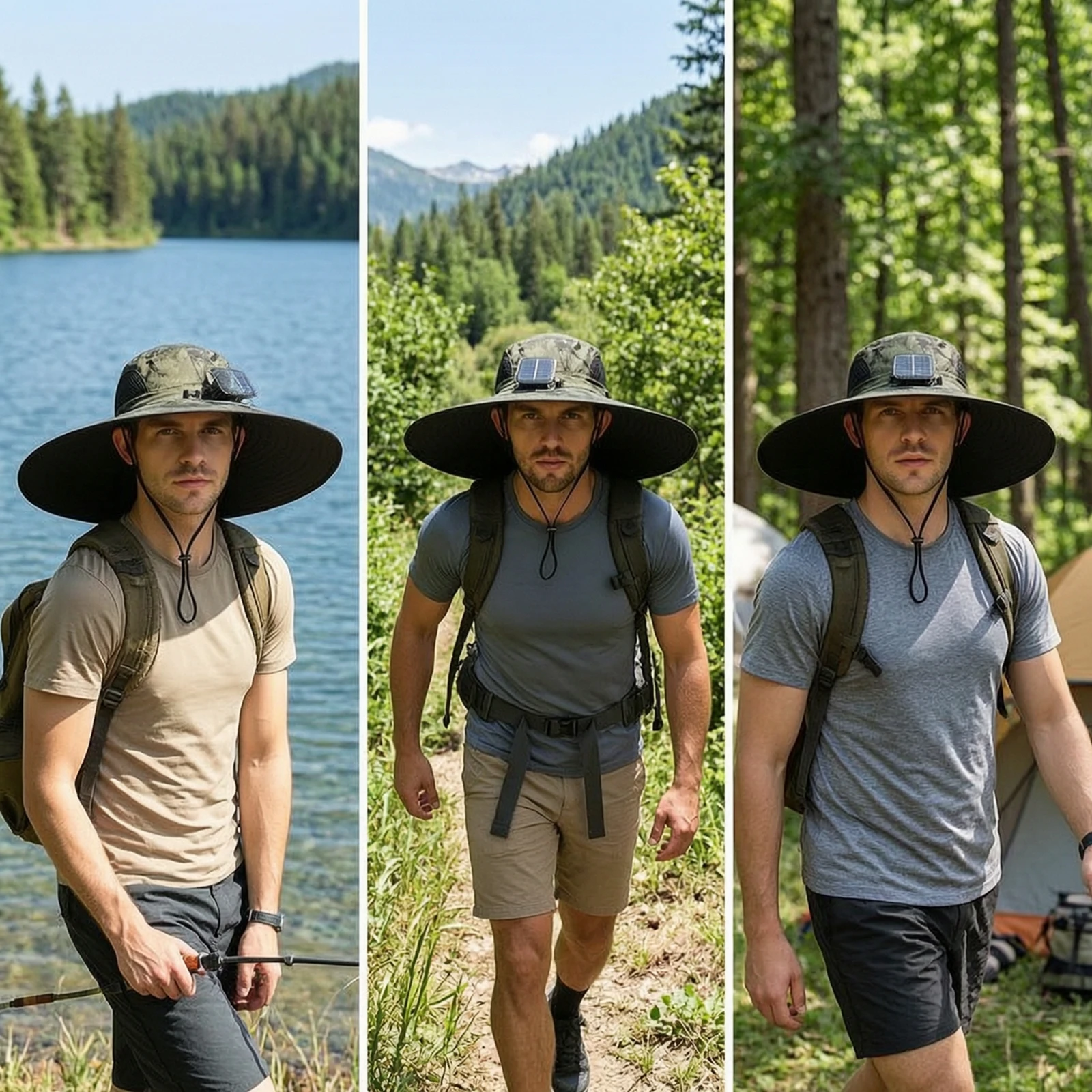 Solar Fan Hat Lightweight Hat with Solar Fan Hands-Hands-off Energy-Saving for Anglers, Hiking, Gardening