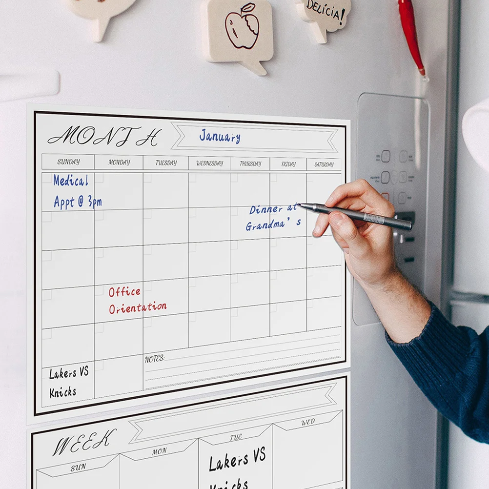 

1 set Magnetic Message Board Calendar Planner For Home Office Kitchen Refrigerator Pet Dry Erase Schedule Board Plan Organizer