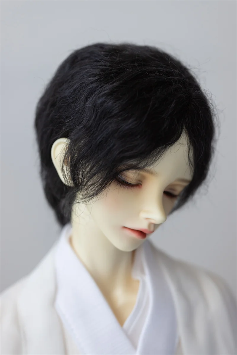 BJD Doll wig for 1/3  Uncle size new middle part egg micro roll mohair short hair men's black yellow