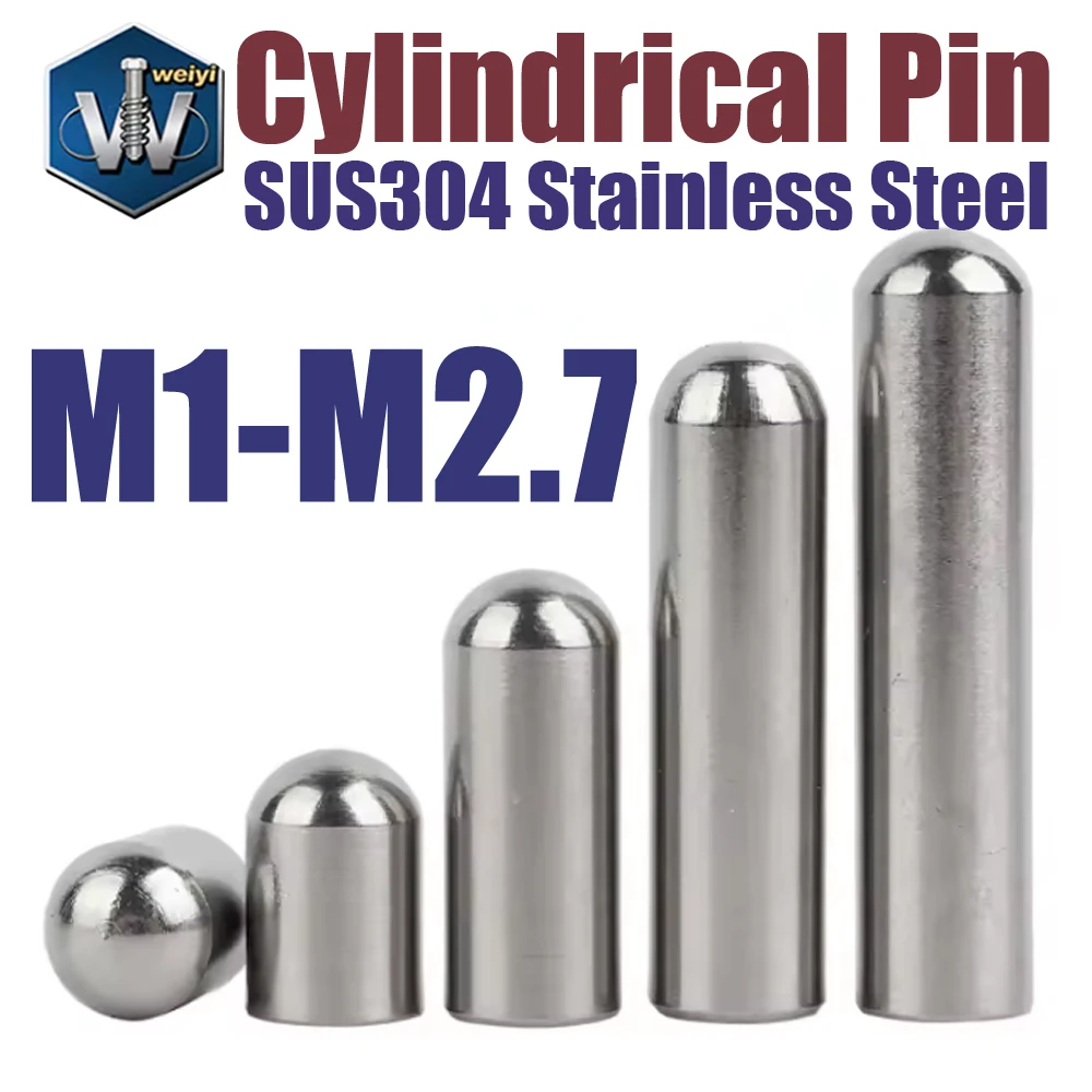 Weiyi SUS304 Edelstahl Vollrund-Zylinderstift zur Positionierung M1 M1.1 M1.2 M1.3 M1.4 M1.5 M1.6 M1.7 bis M2.7 – Detail 1