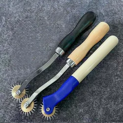 1Pcs Scribing Wheel Black Handle Original Wood Handle Brass Head Pin Scribing Wheel Tracing Point Distance Tracing Sewing Tool