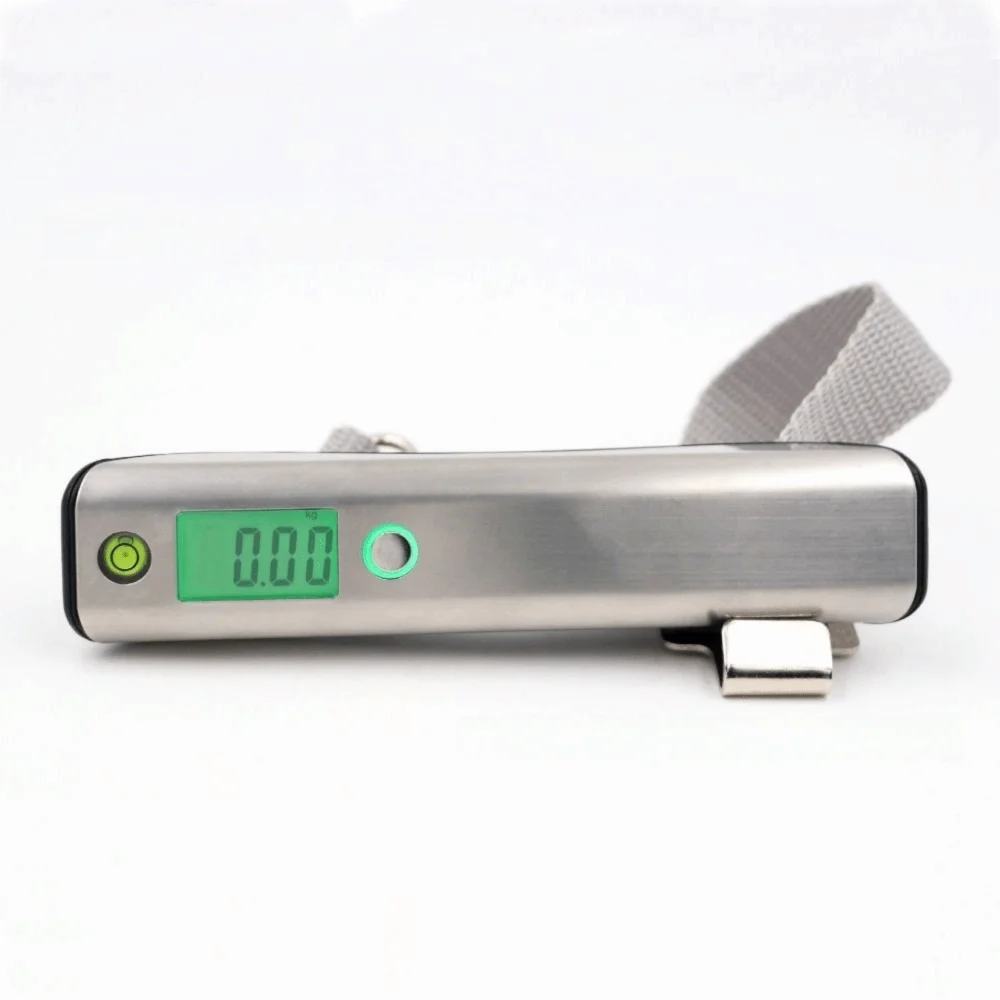 الخلفية شاشة الكريستال السائل ميزان الأمتعة الرقمي غطاء من الفولاذ المقاوم للصدأ وظيفة الفارغة المحمولة معلقة مقياس مفيد مستوى الفقاعات #5