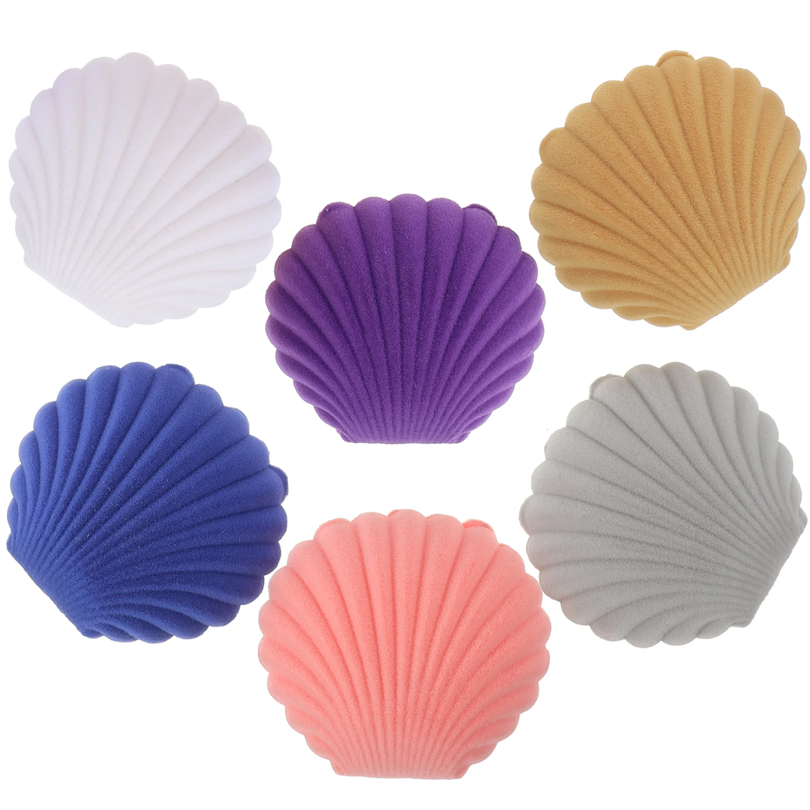

6pcs Shell Jewelry Boxes Lint Material Ring Box For Wedding Engagement Valentine'S Day Earring Necklace Packaging Storage Case