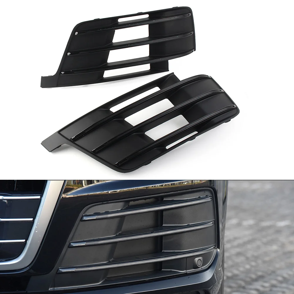 Black Car Front Bumper Lower Side Grille Fog Light Grill Cover For Audi Q7 S-Line 2016 2017 2018 2019