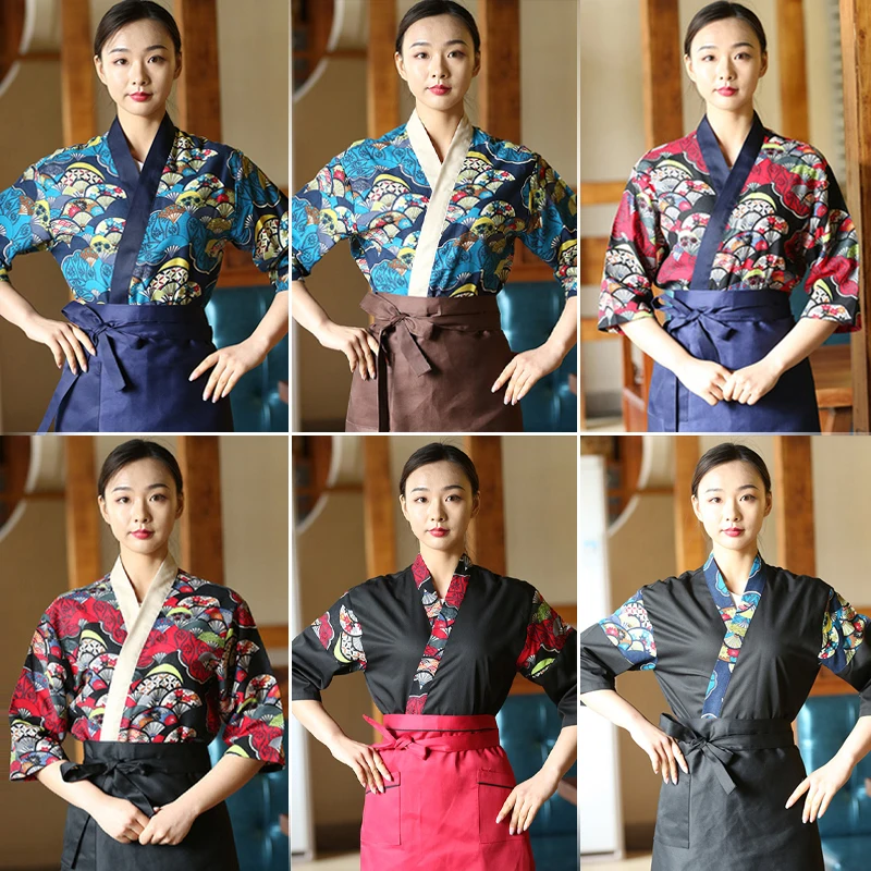 Unisex Japanse stijl chef-kok jas chef-kok uniform keuken restaurant hotel keuken werkkleding catering foodservice chef-kok shirt schort