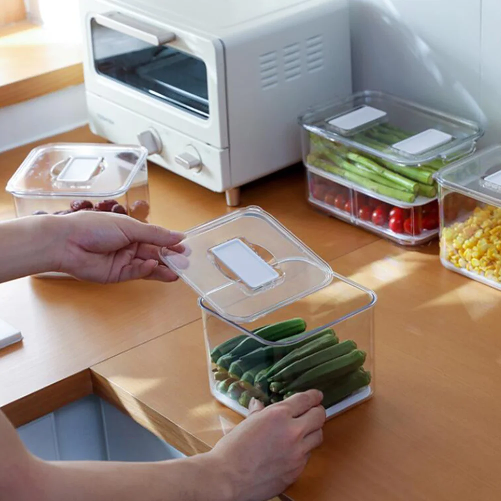 

1Pcs Kitchen Food Storage Box Bottom Filter Design Crisper Container Refrigerator Organizer Stackable Portable