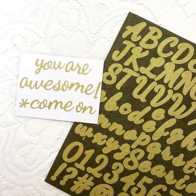 20 Sheets Colorful Letter Number Stickers Glittering Sticker Letter Decals for Journal Notebook Planner Scrapbooking