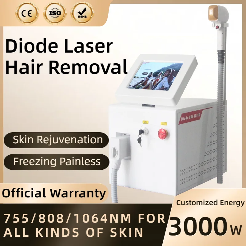 Portable 808nm Diode Laser Hair Removal Machine Ice Titanium Cooling Head Painless Permanent Hair Removal Device CE Approved