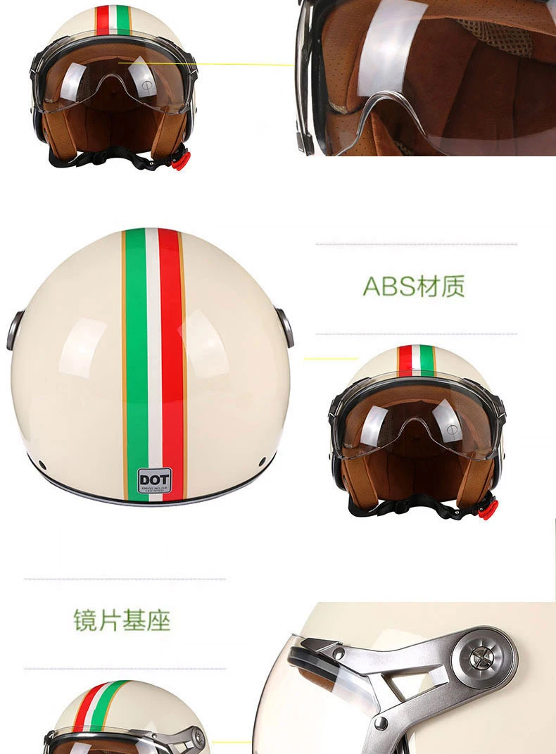 Neue Open Face 3/4 Motorrad Helm Retro Motorrad Helme Vintage Chopper Capacete De Moto Bike Roller Mit Für Männer Frauen DOT – Detail 9