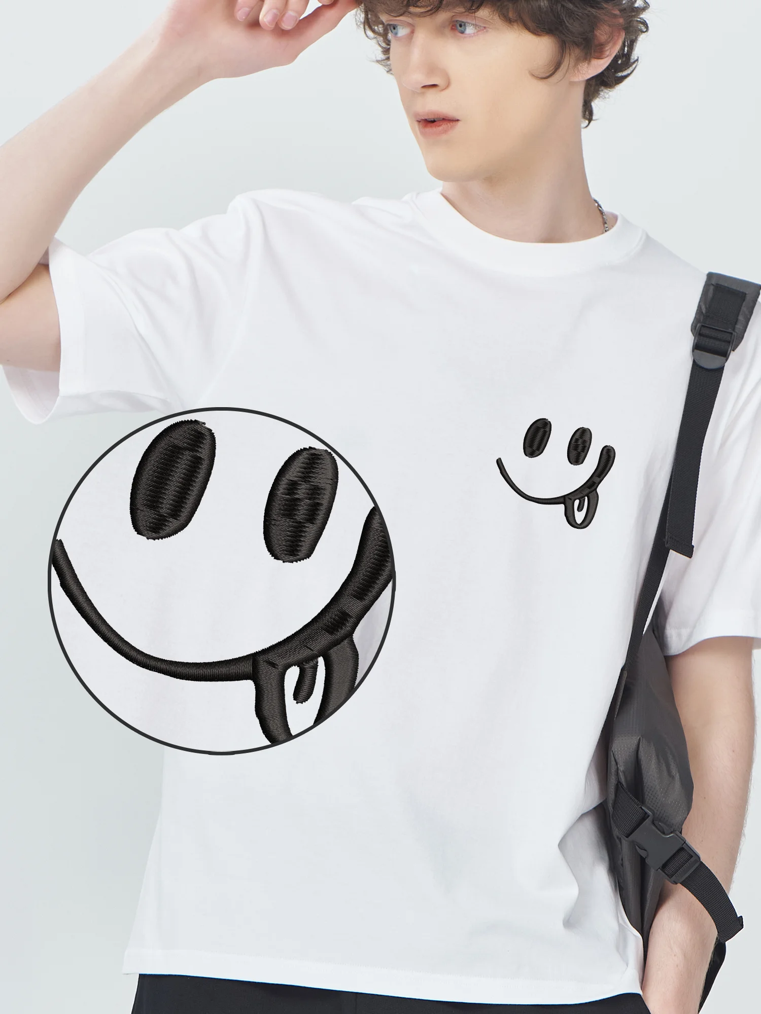 

Cute Drawing Symbols Luxury Customized Embroidered T-shirt Breathable Short Sleeve Unisex Casual Wear Fun Graphics