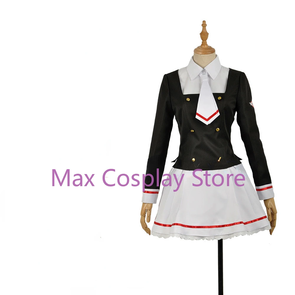 Max Cos Sakura Clear Card Arc Sakura Kinomoto School Uniform Cosplay Costume Halloween Uniform Full Set Custom-made