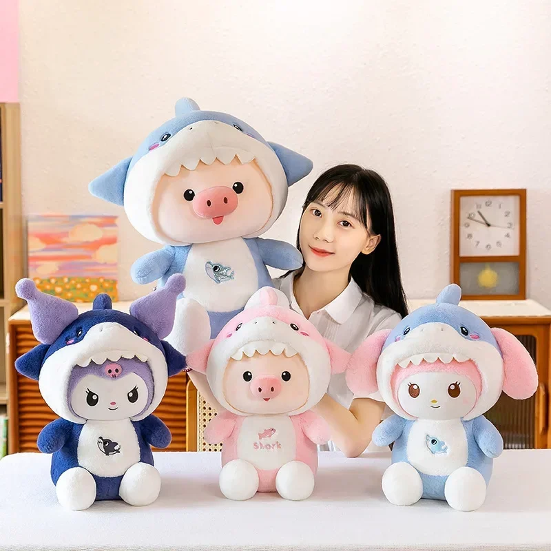 

Sanrio Kawaii Shark Kuromi Doll Melody Doll Plush Toy Large Home Furnishings for Children Christmas and Birthday Gifts