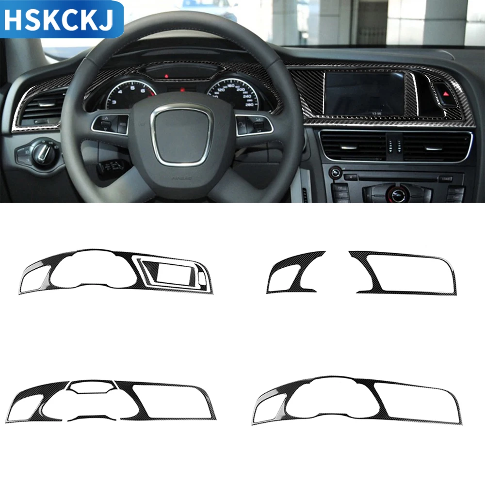 

For Audi A4 A5 A4L B8 2007-2015 Accesorios Carbon Fiber Interior Car Instrument Panel Frame Decorative Stickers Auto