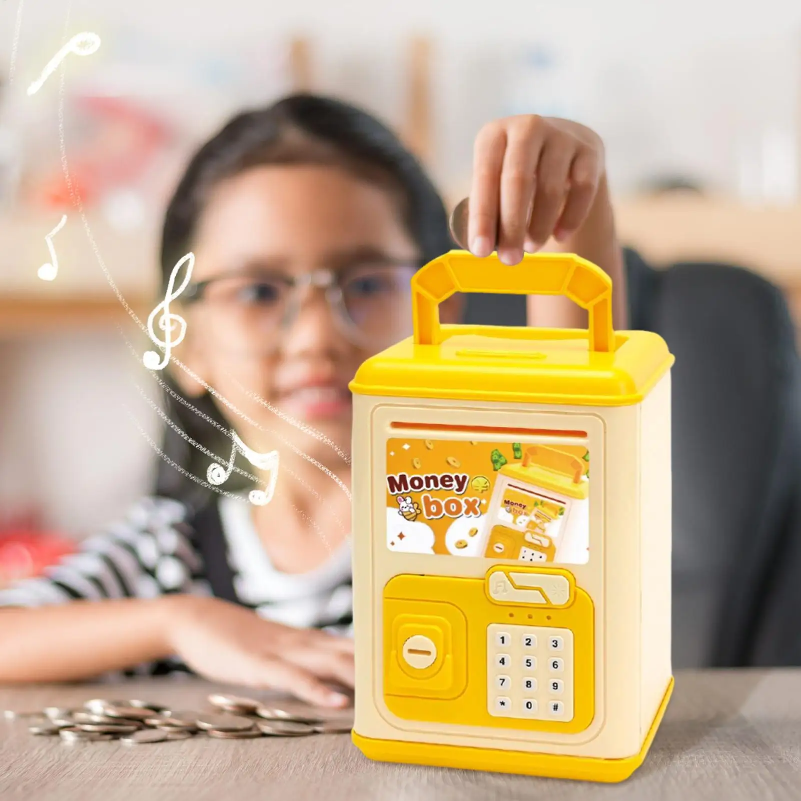 Crianças banco eletrônico moeda saver engraçado musical banco de dinheiro para crianças 5-10 anos estudantes natal aniversário páscoa casa ao ar livre