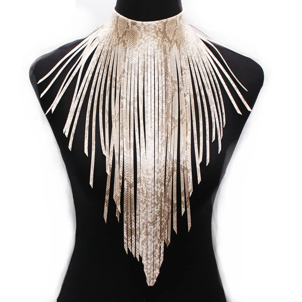 2023 New Serpentine Leather Necklace Tassel Necklace For Women's Handmade High Street Synthetic Leather Jewelry
