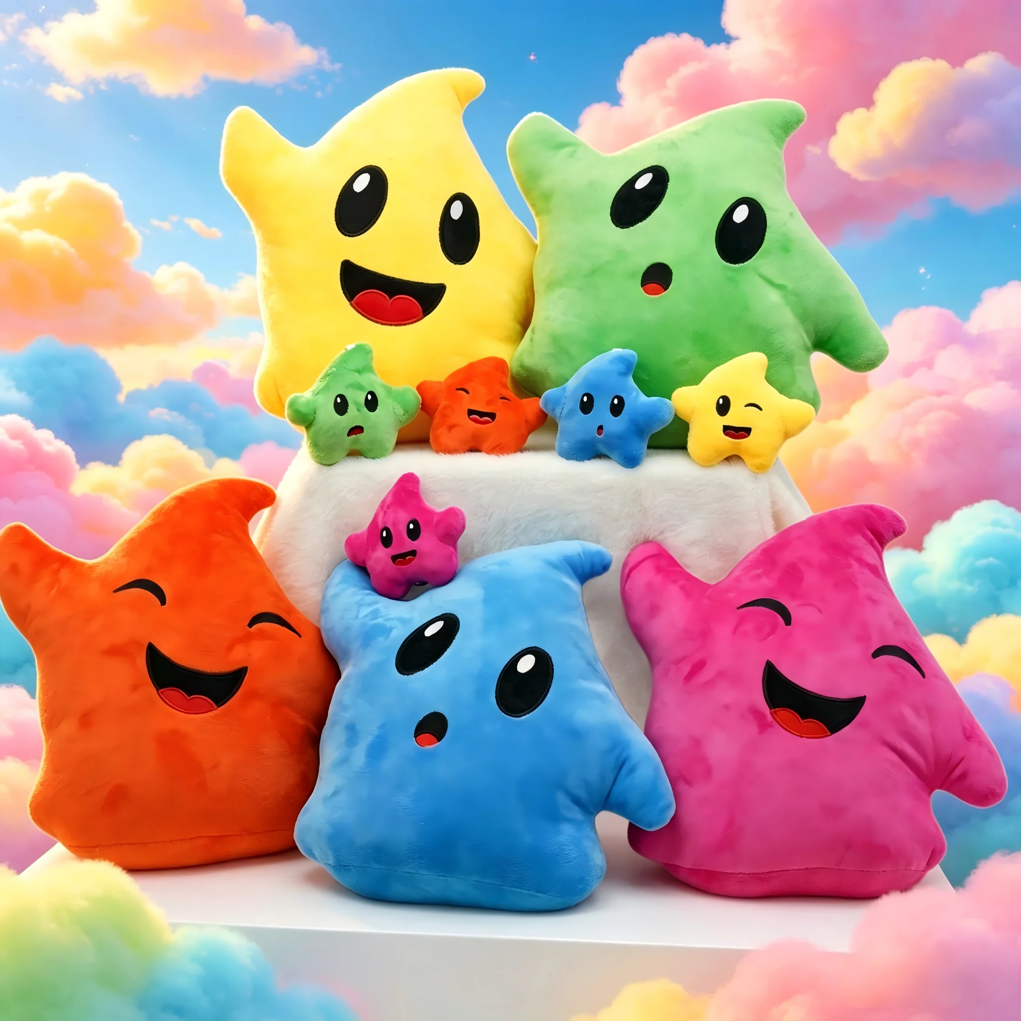 

25CM Kawaii Star Plush Cushion Soft Stuffed Starfish Pillow Colorful Cartoon Smile Face Doll For Kids Room Decor Birthday Gift