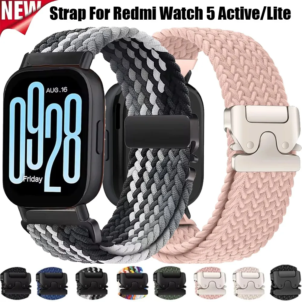 Nylon-Schlaufenarmband für Redmi Watch 5 Active/Lite Atmungsaktives Fallschirmschnallen-Armband für Huawei Watch 5-4/GT6-5 Pro 46mm