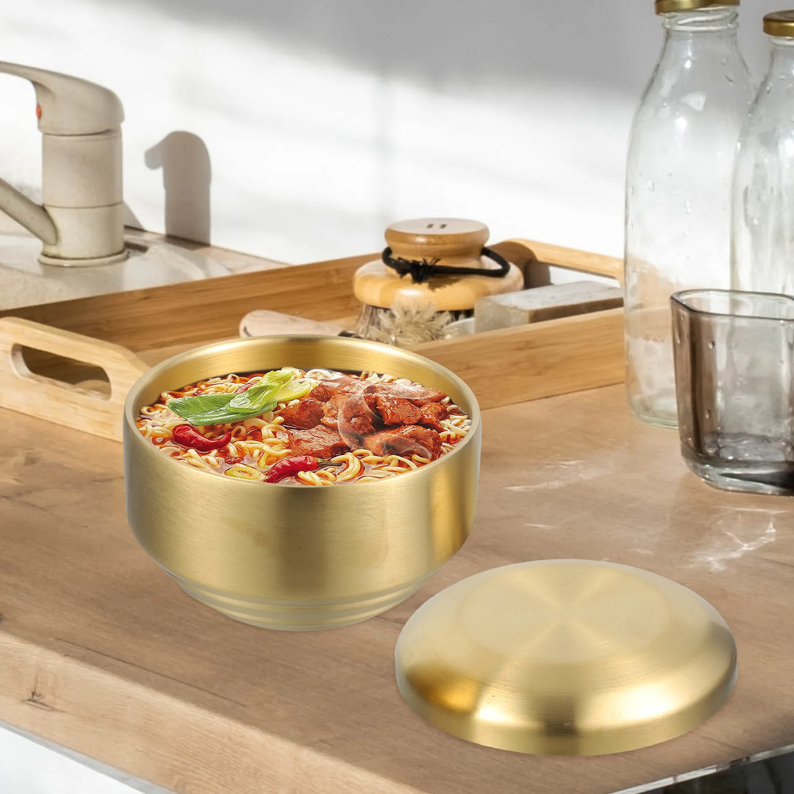 

1pc Stainless Steel Rice Bowl With Lid Heat-Resistant Soup Bowl For Home Restaurant Korean Kitchenware Small Bowls