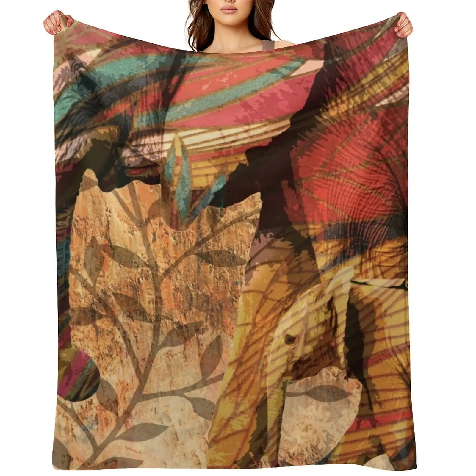 

Elephants African Patterned Elephant Design Throw Blanket Warm Thermals For Travel Summer Beddings Tourist Blankets