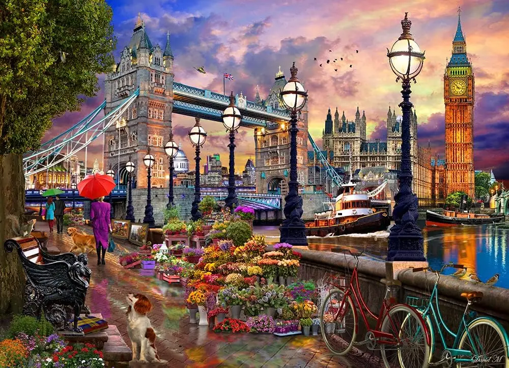 

Пазл London Promenade для взрослых, 1000/500/300/120 шт., развлекательные игрушки для снятия стресса, пейзажные пазлы, рождественские подарки