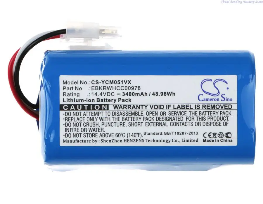 3400mAh Vacuum Cleaner Battery EBKRBKDL001039 for Yujin Robot iClebo Smart YCR-M04-1, iClebo smart YCR-M05-10
