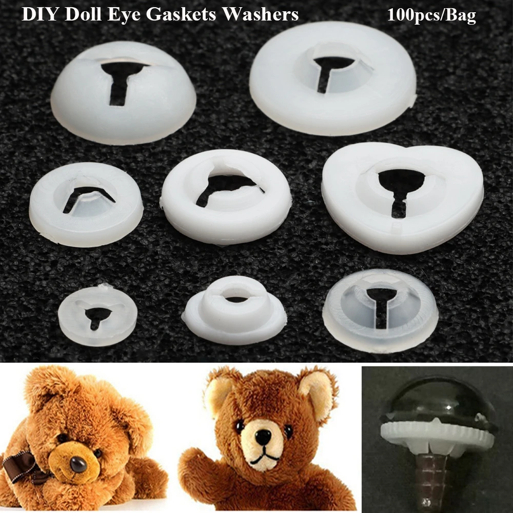 100Pcs/Bag Round Plastic Safety Eyes Round Gaskets Washers Nose Back for Doll Animal Toys Bear Animal Toys DIY Craft Accessories